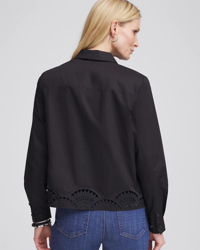 Poplin Embroidered-Hem Shirt - image 3